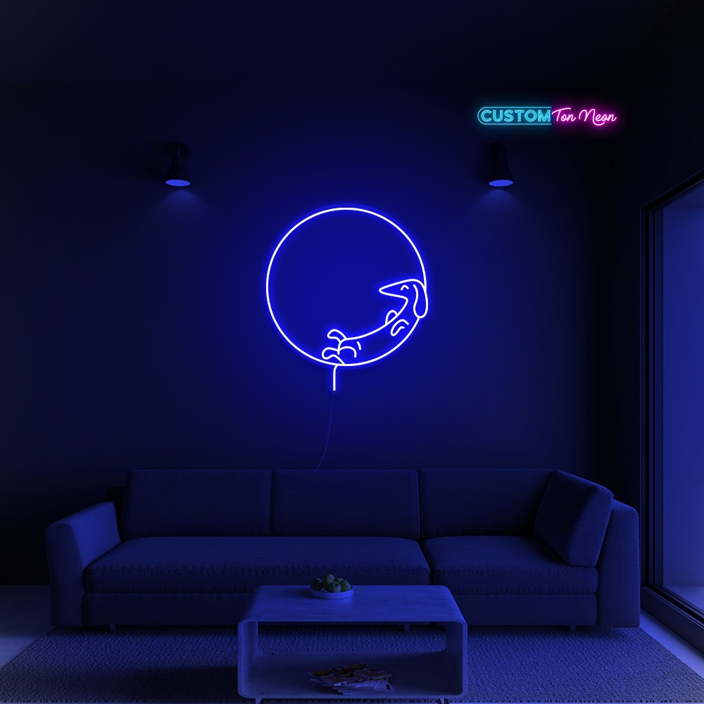 Enseigne néon chien dormant