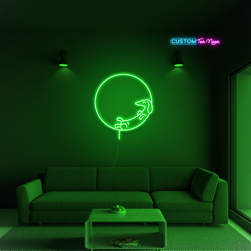 Enseigne néon chien dormant