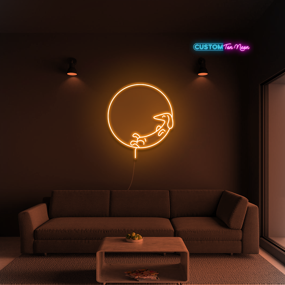 Enseigne néon chien dormant