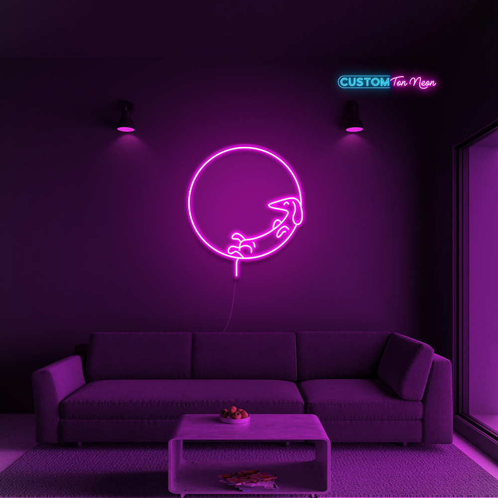 Enseigne néon chien dormant