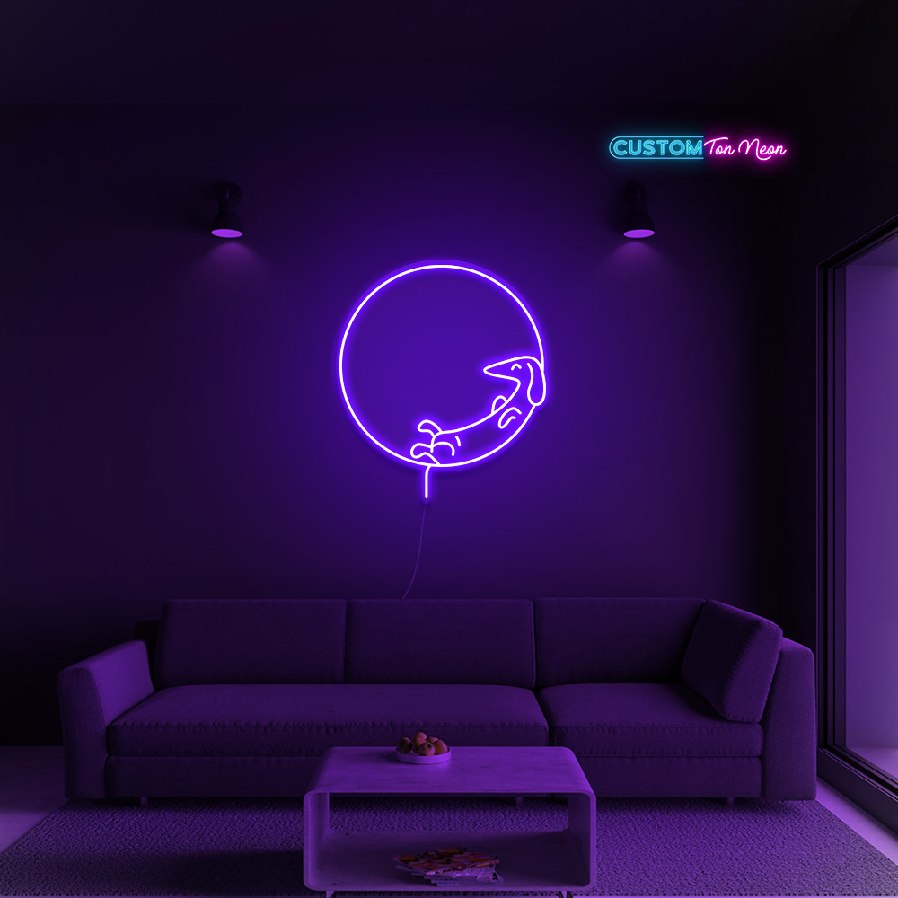 Enseigne néon chien dormant