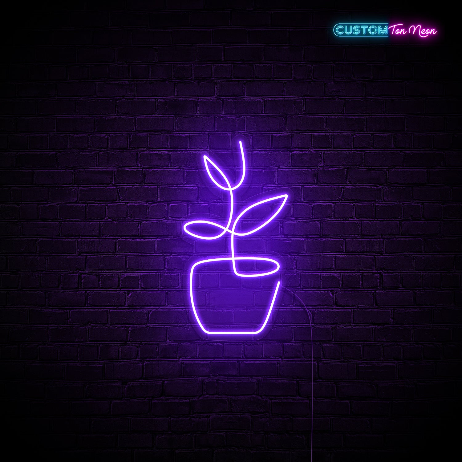 Enseigne néon pot de fleurs