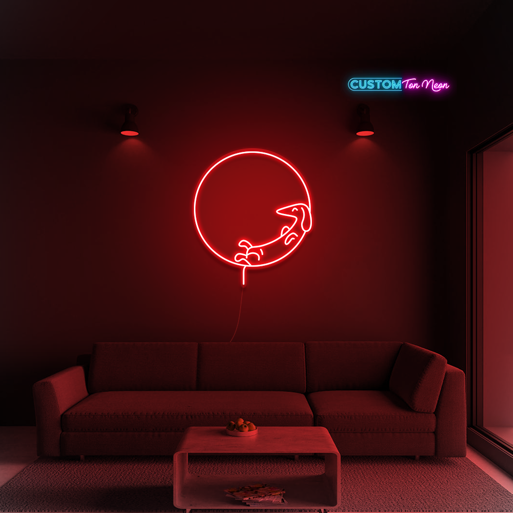 Enseigne néon chien dormant