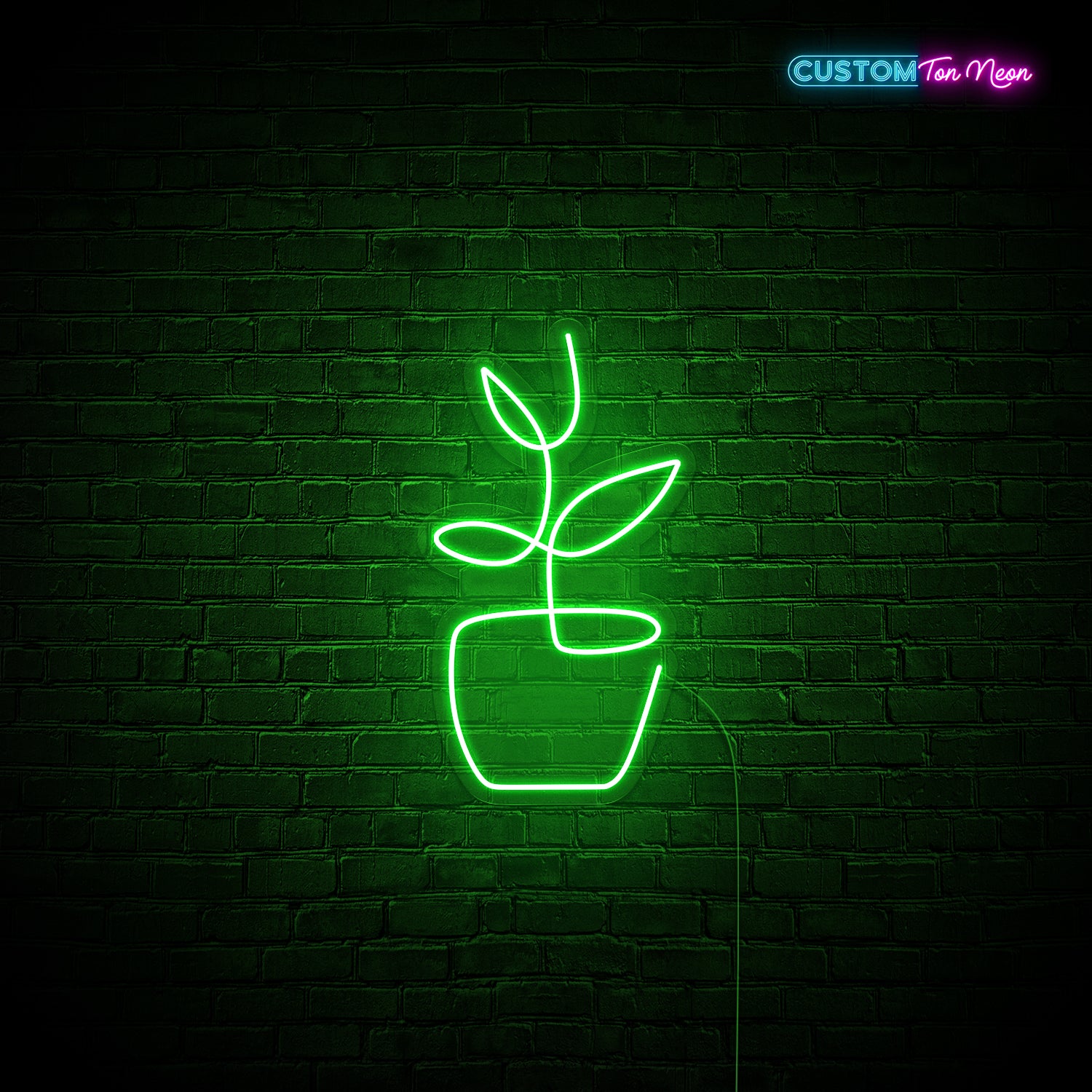 Enseigne néon pot de fleurs