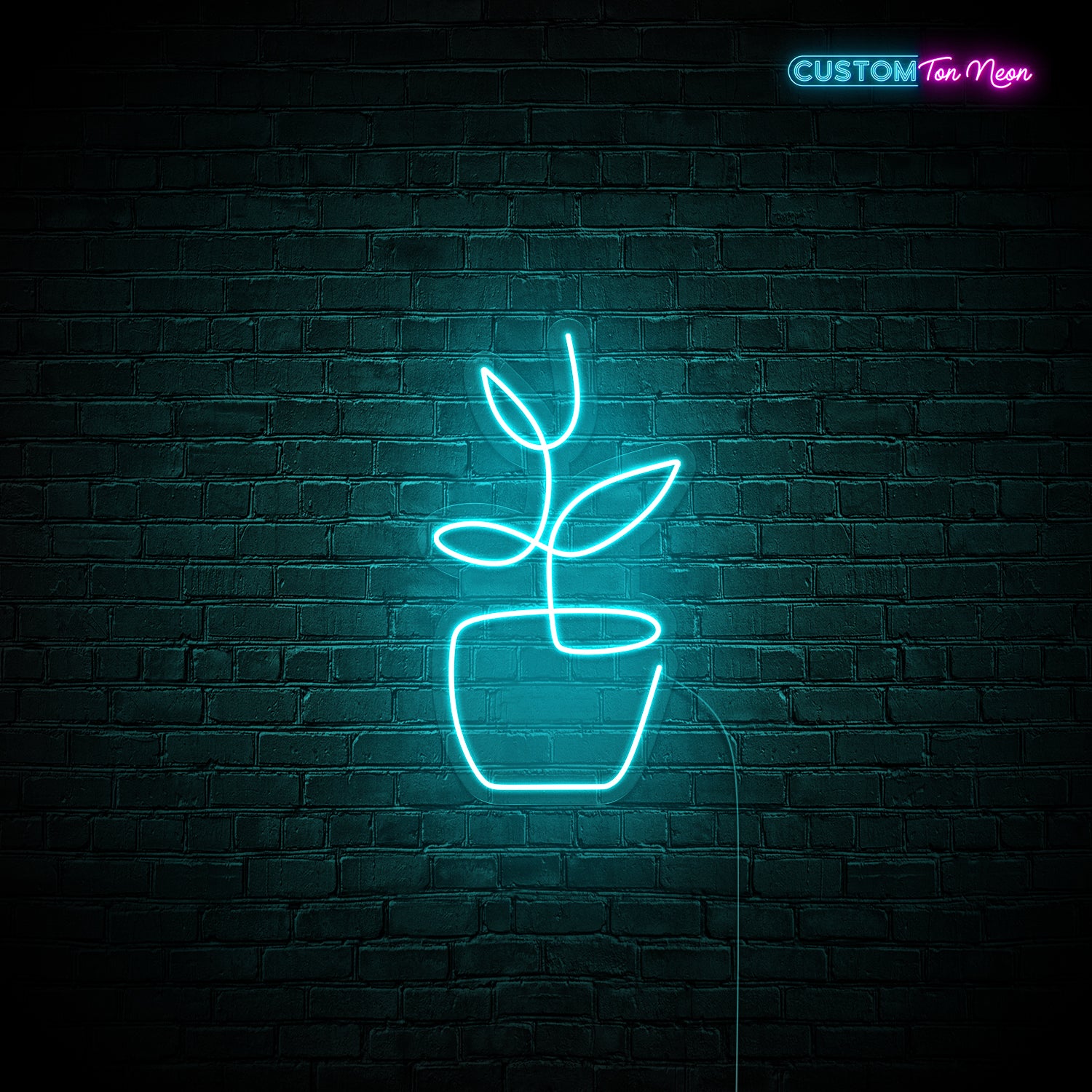 Enseigne néon pot de fleurs