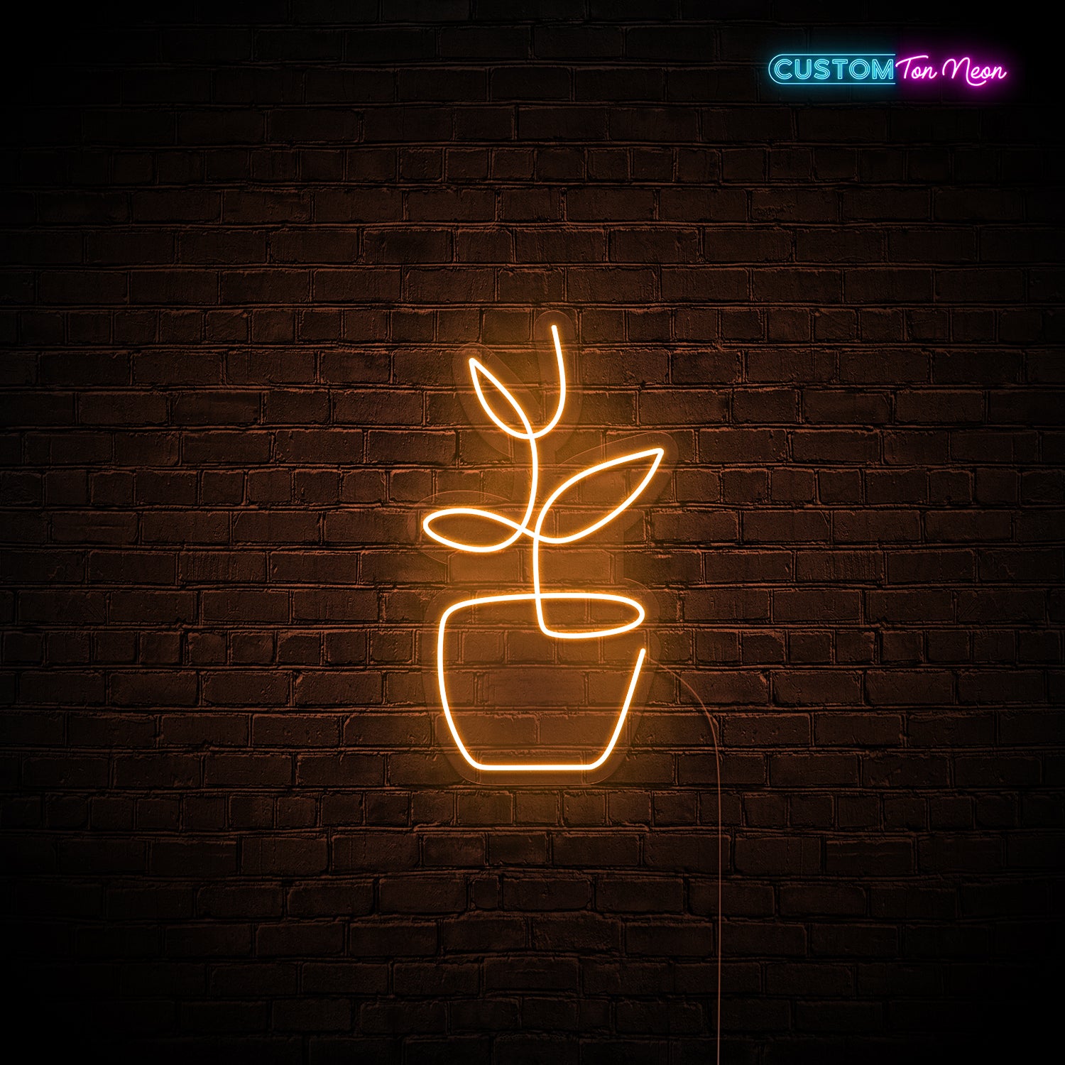 Enseigne néon pot de fleurs