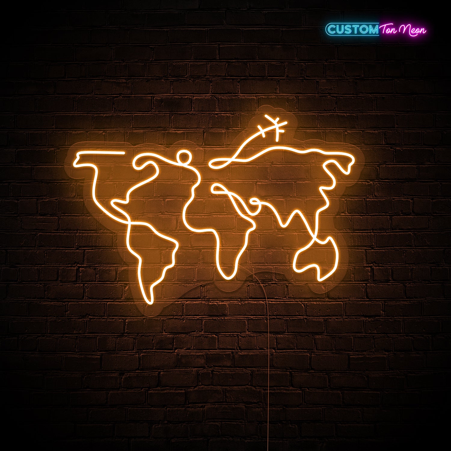 Enseigne néon carte du monde