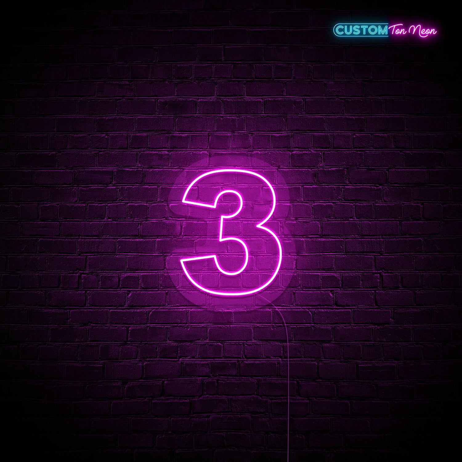 Enseigne néon chiffre 3
