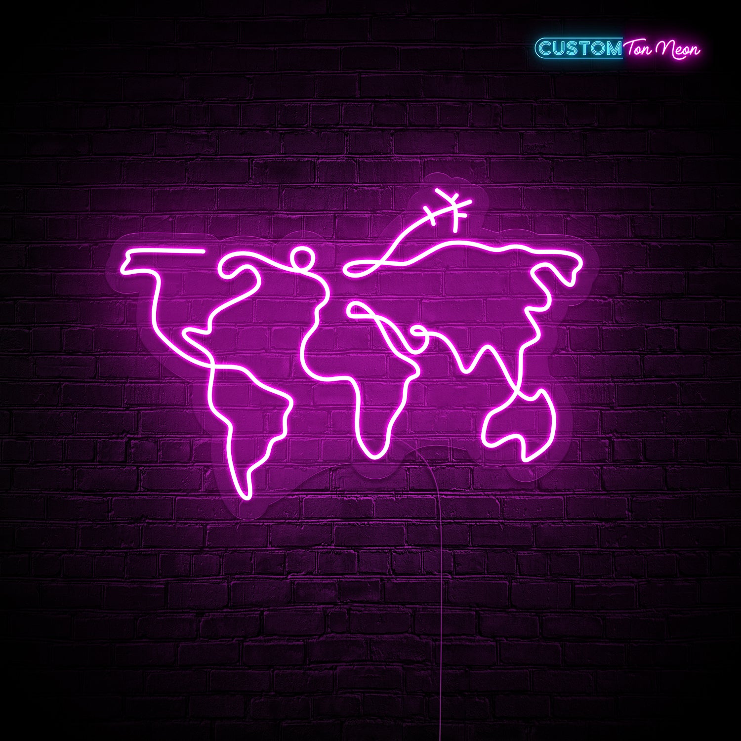 Enseigne néon carte du monde