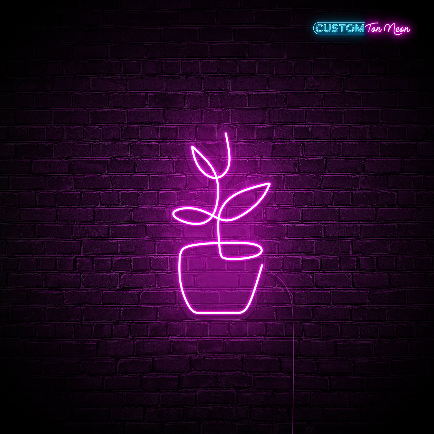 Enseigne néon pot de fleurs