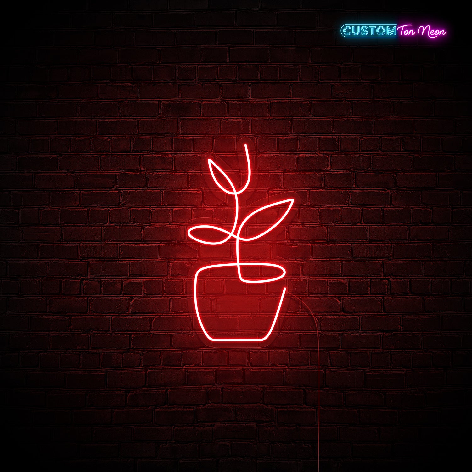 Enseigne néon pot de fleurs