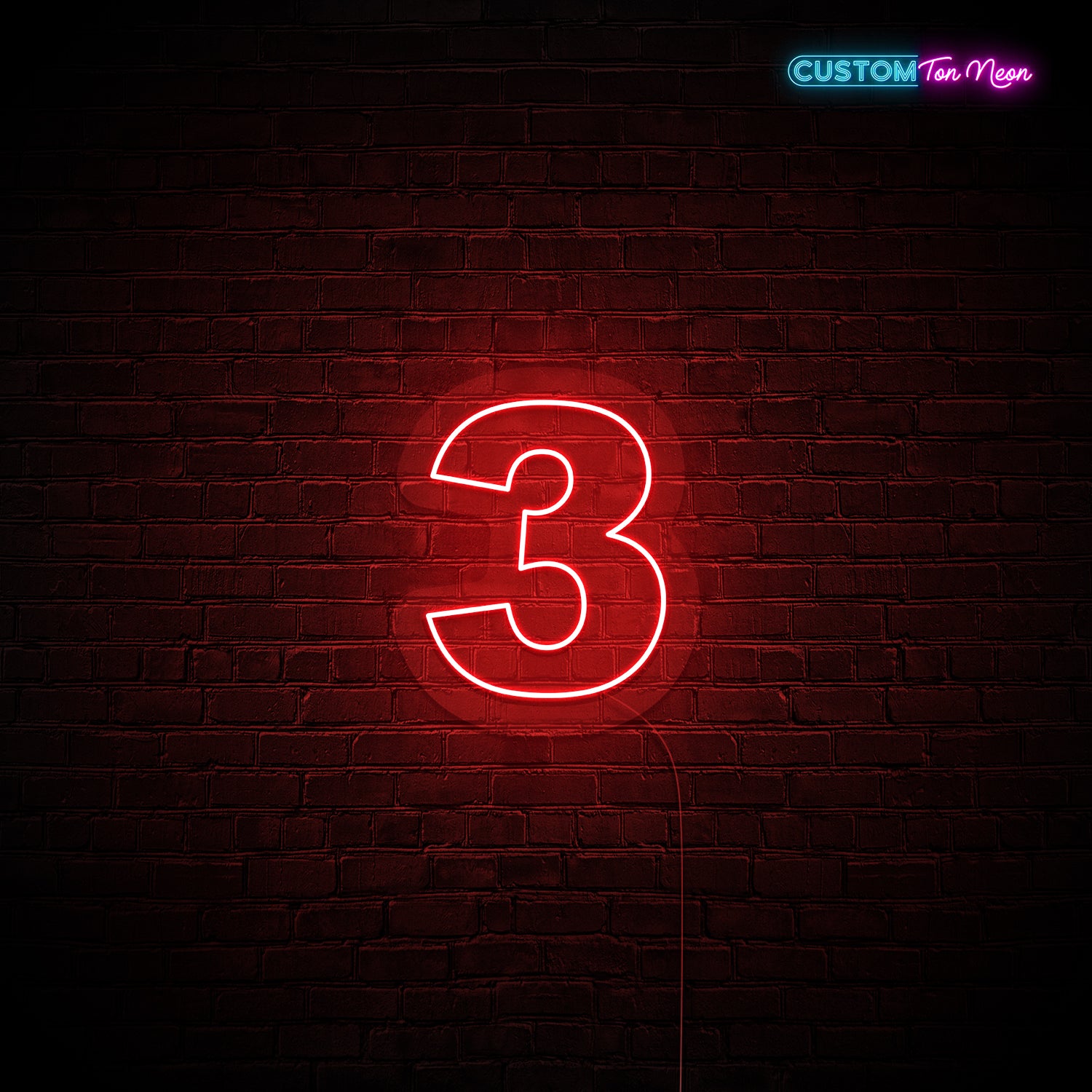 Enseigne néon chiffre 3