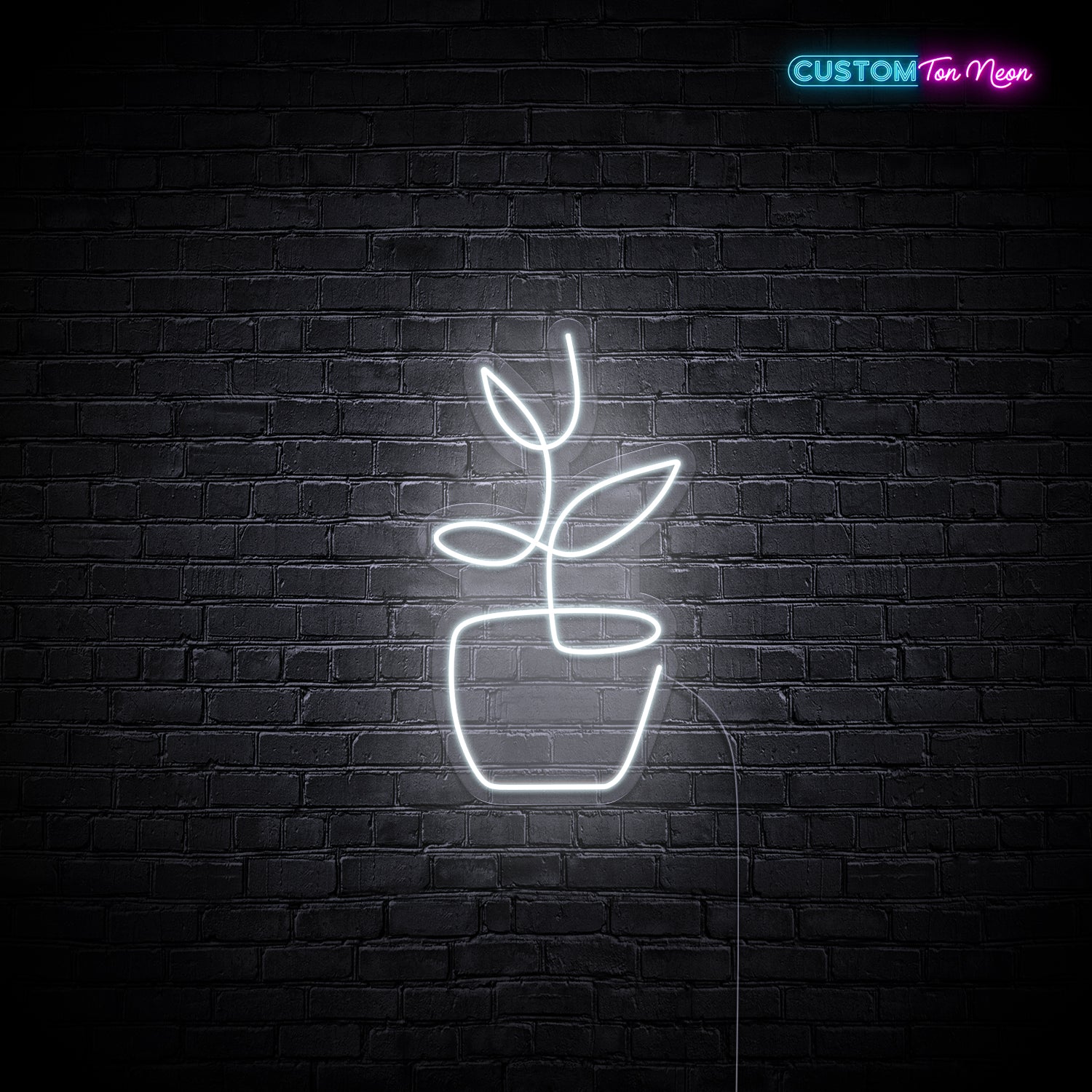 Enseigne néon pot de fleurs