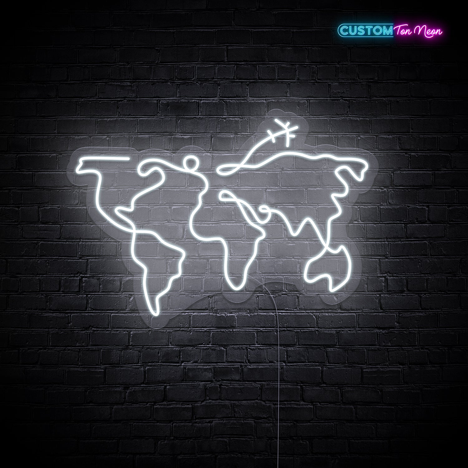 Enseigne néon carte du monde