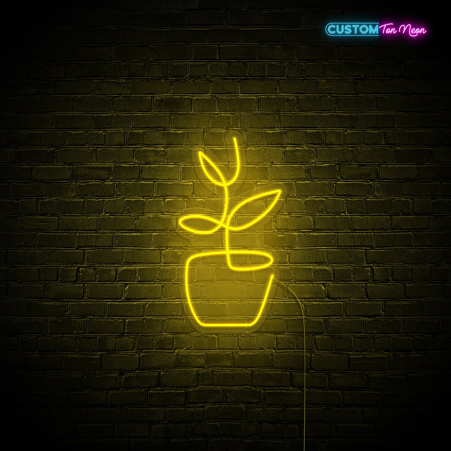 Enseigne néon pot de fleurs