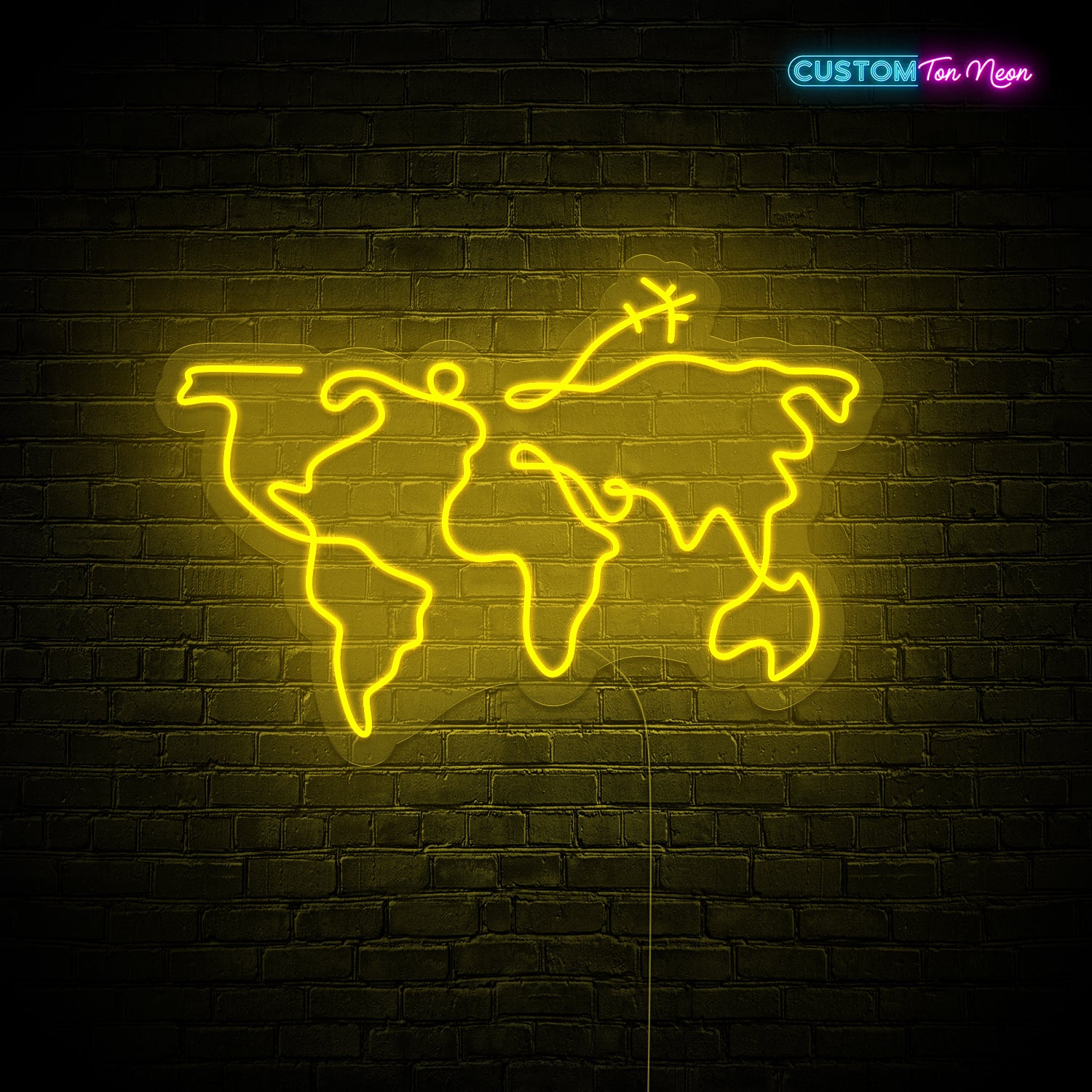 Enseigne néon carte du monde