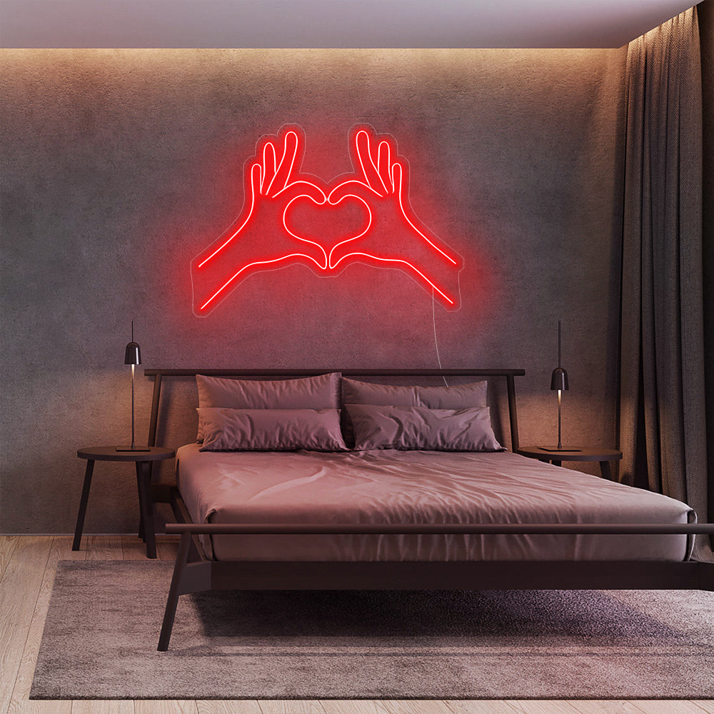 Enseigne néon heart hand