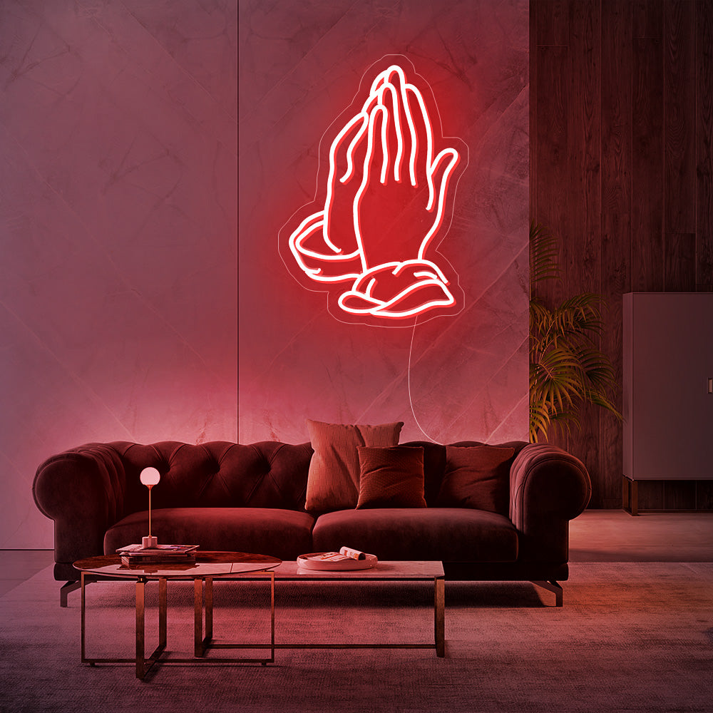 Enseigne néon praying hands