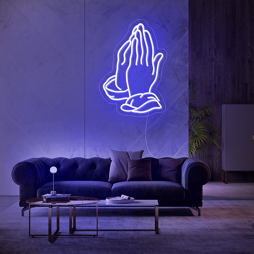 Enseigne néon praying hands