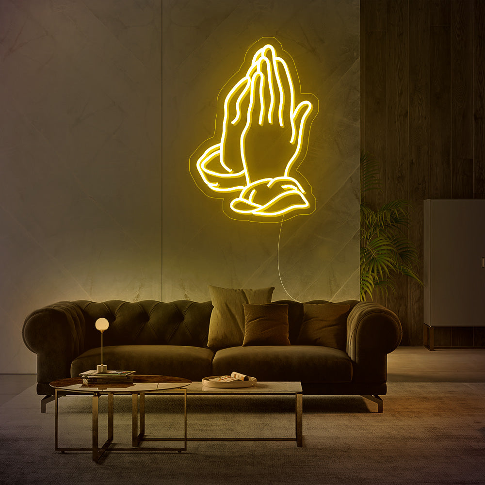 Enseigne néon praying hands