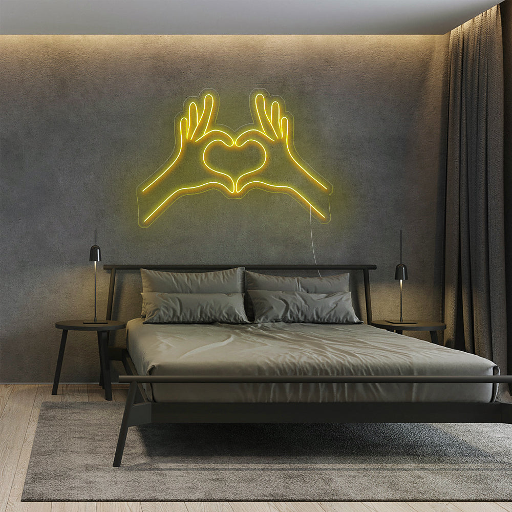 Enseigne néon heart hand