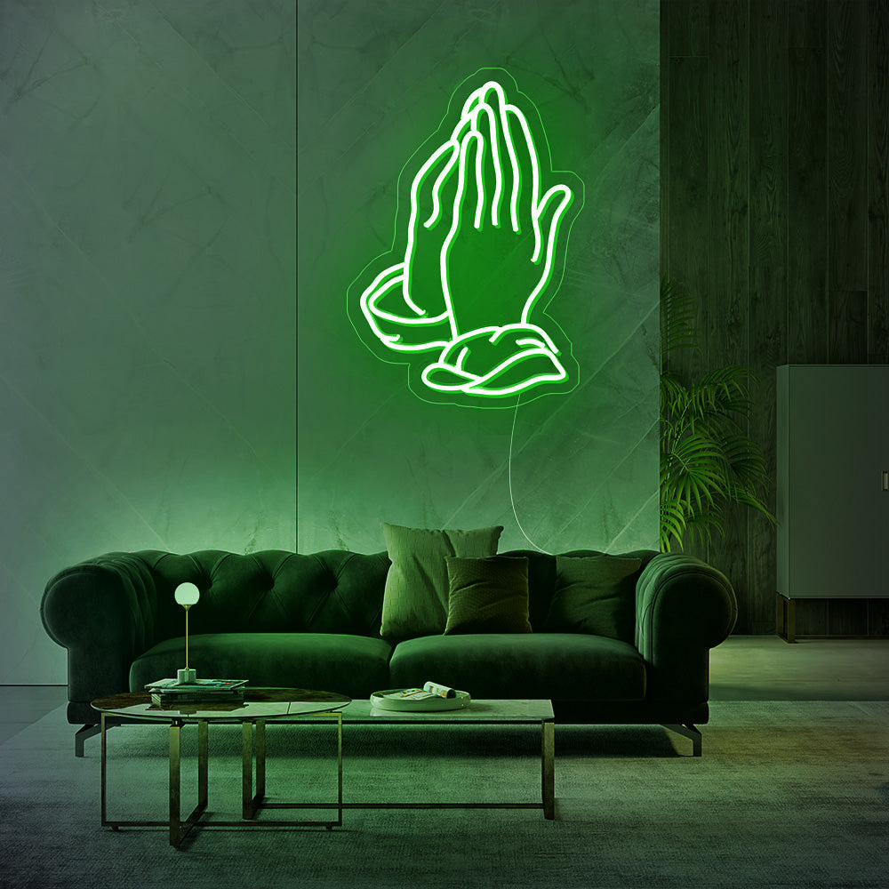 Enseigne néon praying hands
