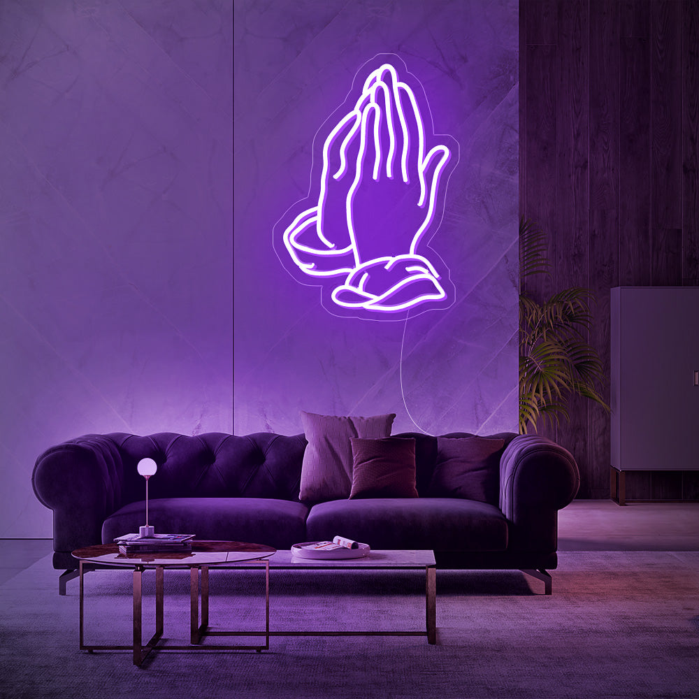 Enseigne néon praying hands