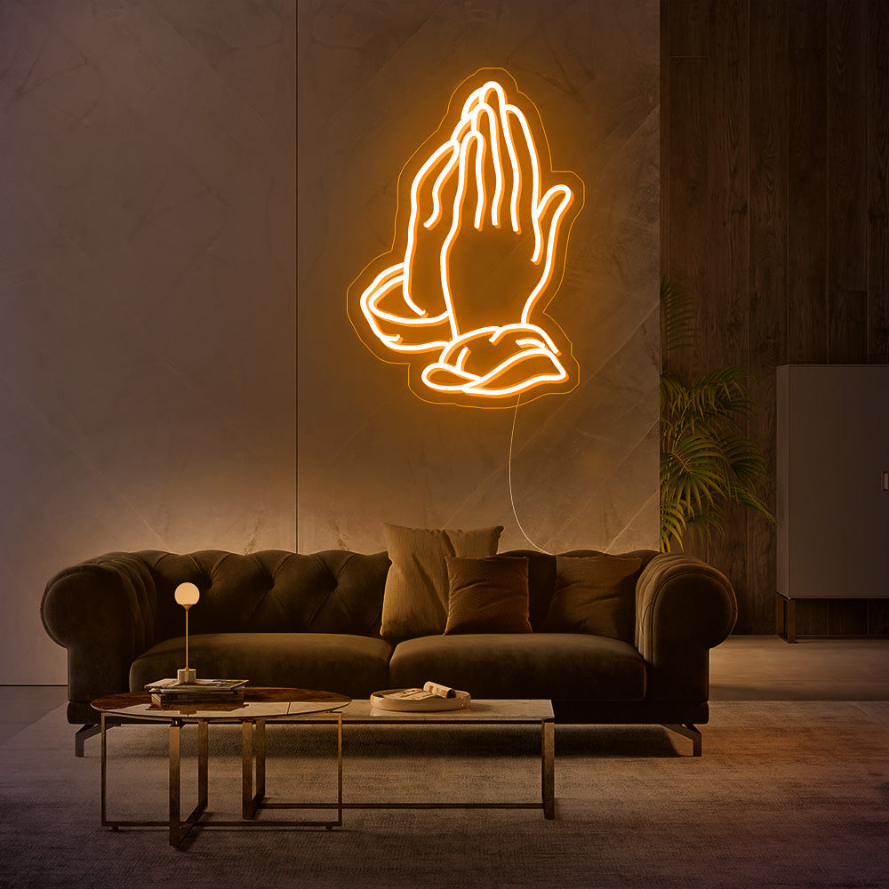 Enseigne néon praying hands