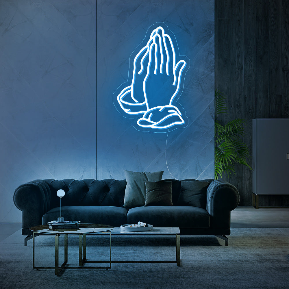Enseigne néon praying hands