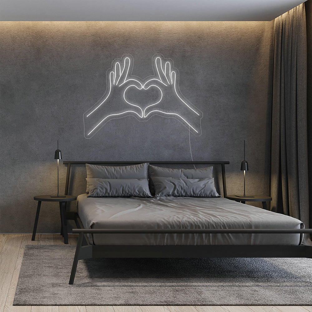 Enseigne néon heart hand