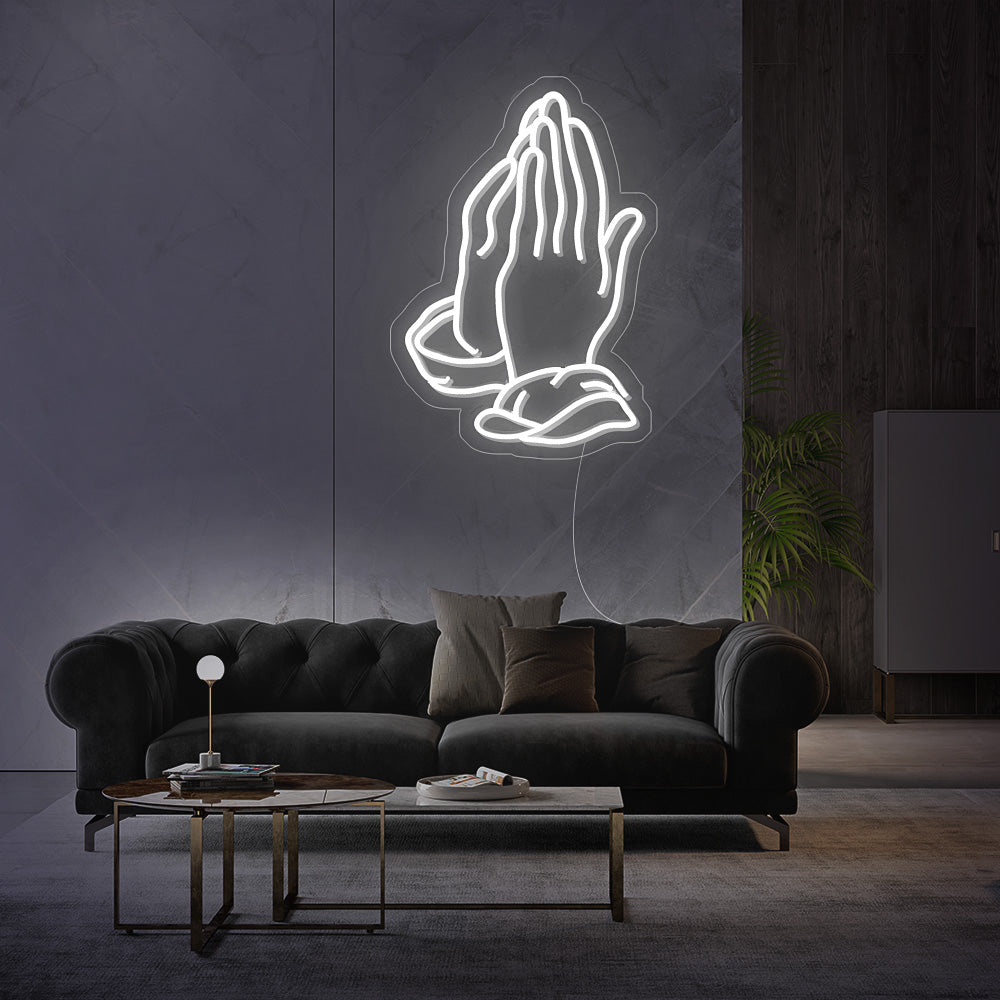 Enseigne néon praying hands
