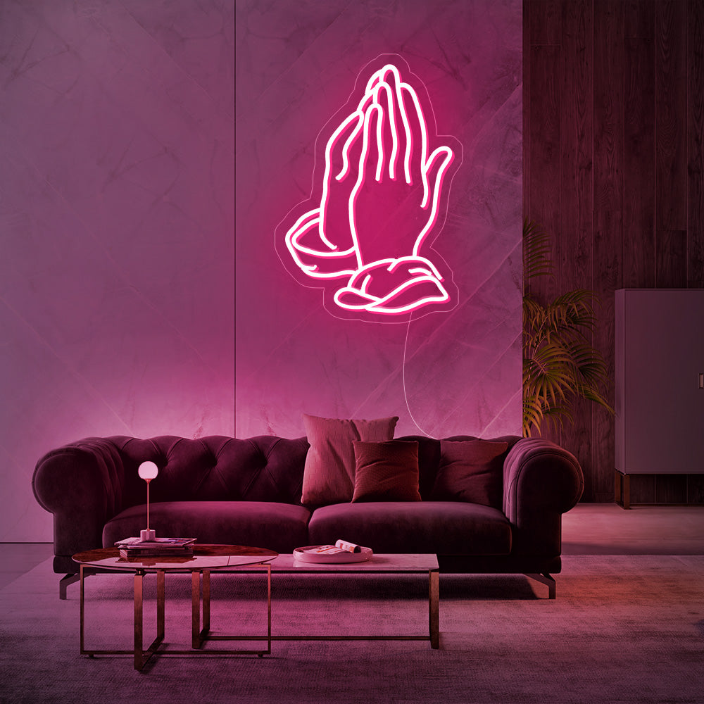 Enseigne néon praying hands