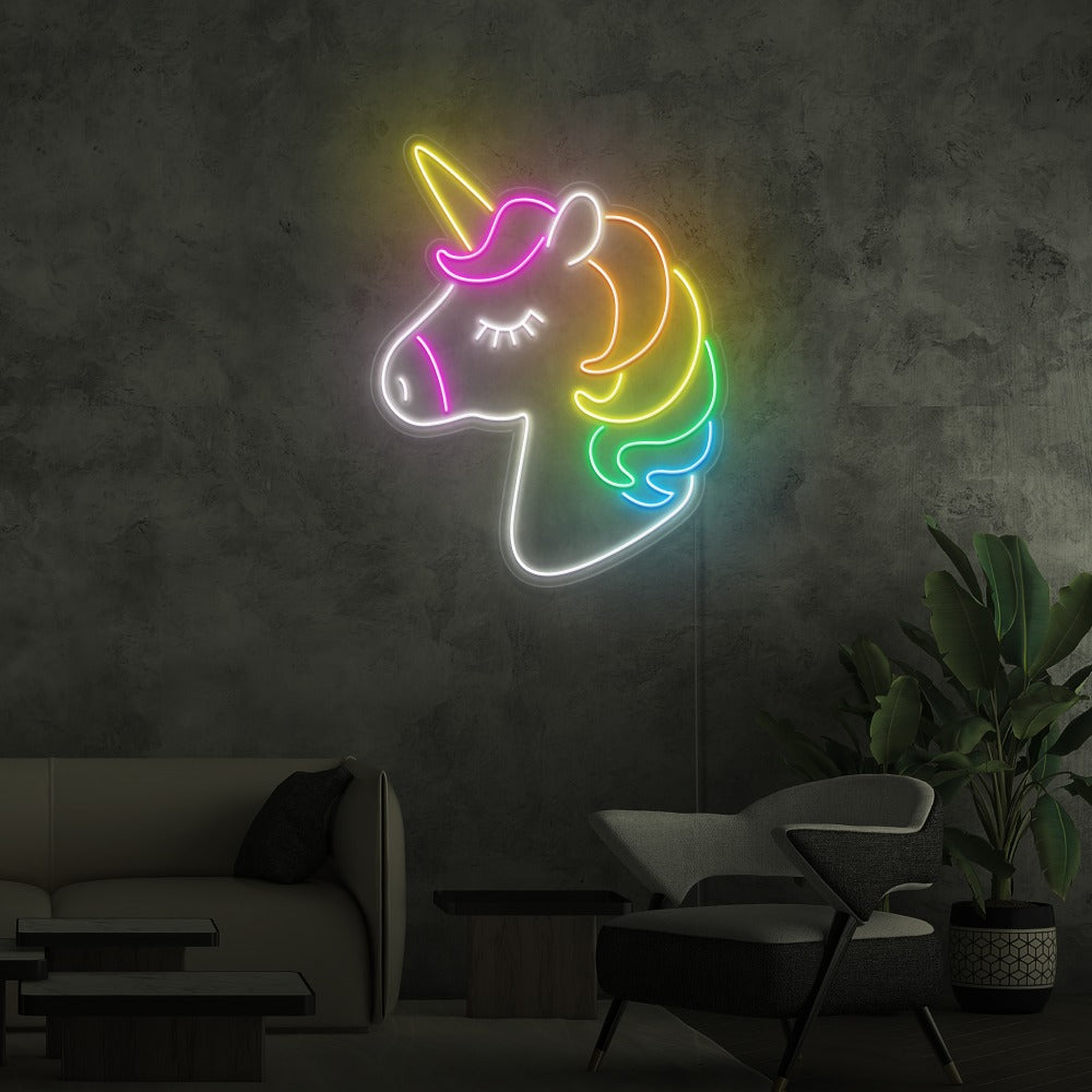 Enseigne néon Licorne colorée